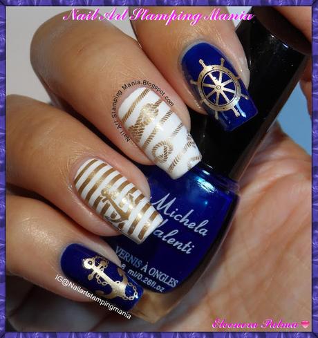 Navy Manicure With Winstonia Plate