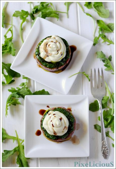 Tartare di Manzo con Mousse di Parmigiano Reggiano e Pesto di Rucola