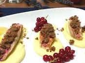 Triglie scottate salsa mango lime crumble pane PEMA