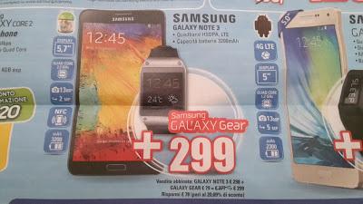 Promozione Samsung Galaxy Note 3 + Galaxy Gear a 299 euro da Expert