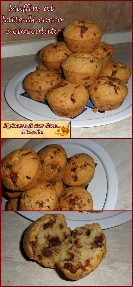 Muffin al latte di cocco e cioccolato