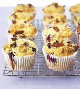 Muffins di mirtilli e noci pecan