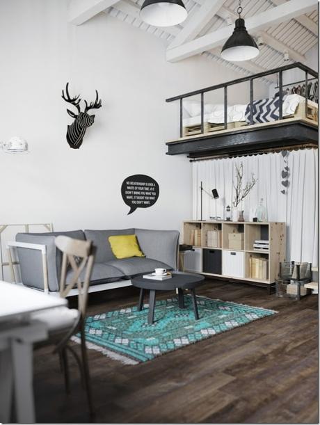 case e inetrni - mini loft praga - stile scandinavo (1)