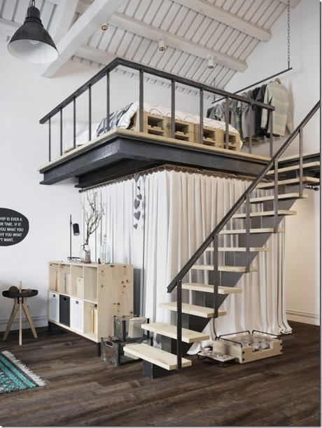 case e inetrni - mini loft praga - stile scandinavo (8)