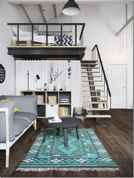 case e inetrni - mini loft praga - stile scandinavo (7)