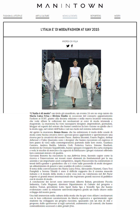 L’ITALIA E' DI MODA/FASHION AT IUAV 2015  _ publish on Man in Town