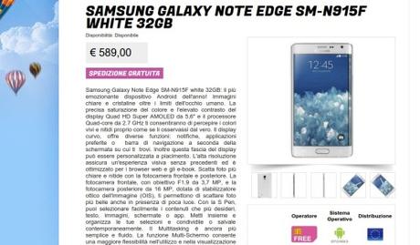 Samsung Galaxy Note Edge SM N915F White 32GB   Gli Stockisti  Smartphone  cellulari  tablet  accessori telefonia  dual sim Samsung Galaxy Note Edge finalmente sotto i 600 euro grazie all'offerta lanciata dal portale Glistockisti.it che offre il Note Edge a 589 euro con garanzia europea e tanto altro