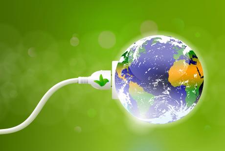 green energy concept with Planet Earth and electric plug