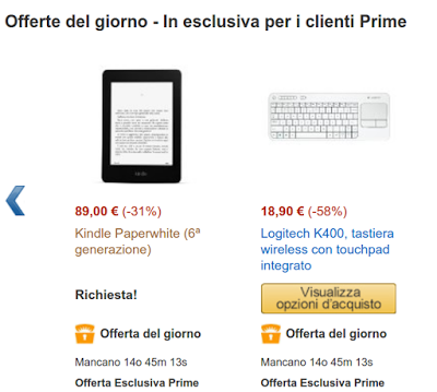 Offerte Amazon Prime Day: Kindle Paperwhite a 89 euro