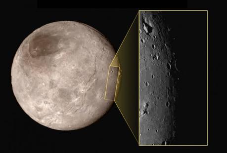 La luna Caronte, che con Plutone forma una sorta di sistema binario. Crediti: NASA-JHUAPL-SwRI