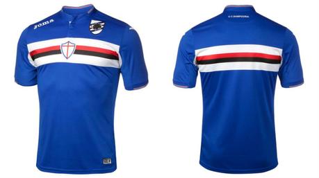 La maglia della Sampdoria 2015-2016 con il chip nello stemma