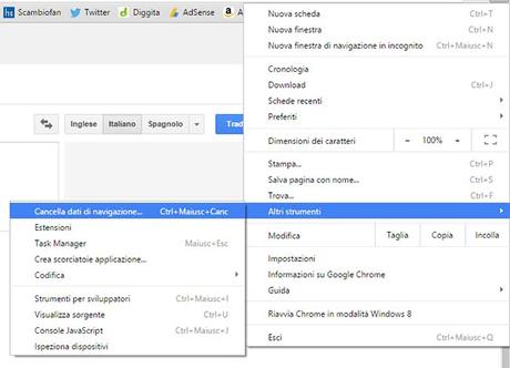 Come svuotare la cache del browser Google Chrome