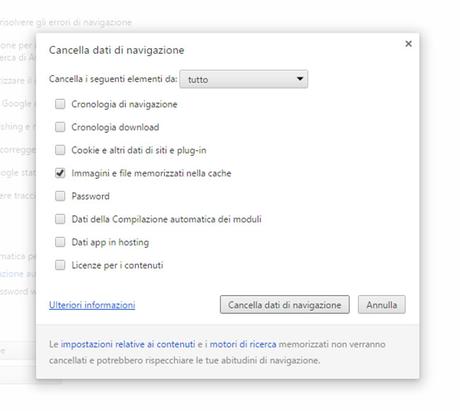 Come svuotare la cache del browser Google Chrome