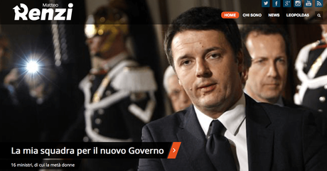 Immagine della testata del sito del Presidente Renzi