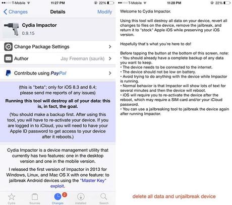 Cydia Impactor rimuove jailbreak senza ripristinare iOS
