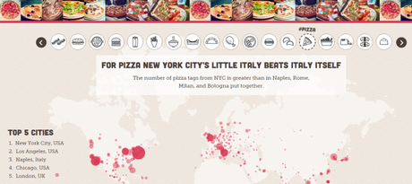 La mappa del cibo secondo Instagram: per esempio si mangia più pizza a…