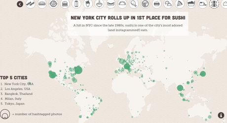 La mappa del cibo secondo Instagram: per esempio si mangia più pizza a…
