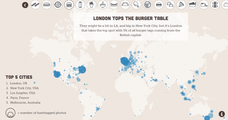 La mappa del cibo secondo Instagram: per esempio si mangia più pizza a…