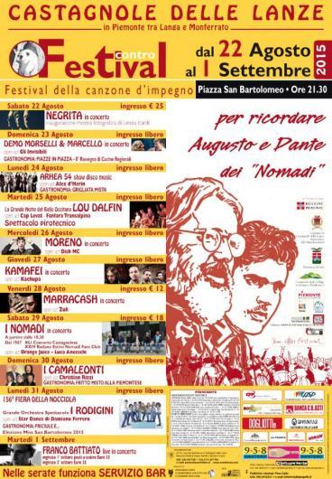 A Castagnole Delle Lanze (AT), dal 22 al 1° settembre, si terra' il Festival Contro