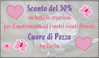 Sconto sulle creazioni firmate Cuore di Pezza: bomboniere, centrotavola, segnaposto e molto altro ancora