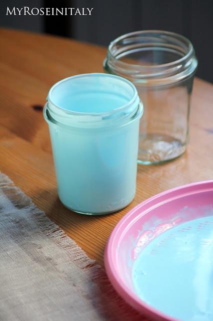 Aqua glass jar