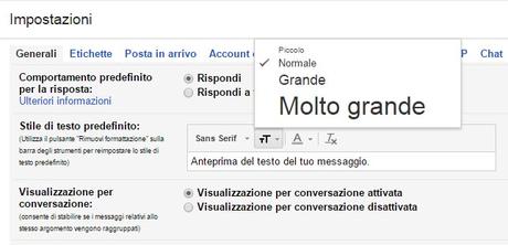 Come impostare stile di testo predefinito Gmail