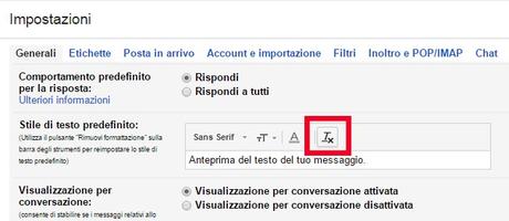 Come impostare stile di testo predefinito Gmail