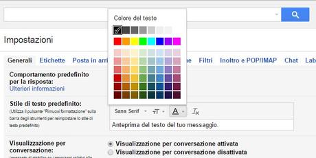 Come impostare stile di testo predefinito Gmail