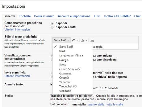 Come impostare stile di testo predefinito Gmail