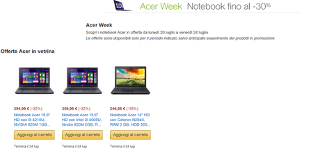 Promozione Amazon Acer Week: notebook scontati del 30%