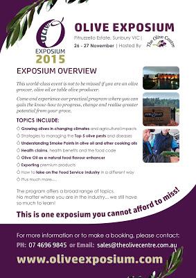 Save the date: Olive Exposium 2015 - 26 e 27 novembre a Victoria, in Australia.