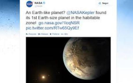 L'annuncio della Nasa Sul Profilo Twitter