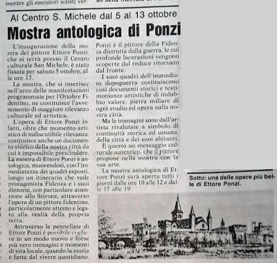 1985, la mostra antologica di Ettore Ponzi