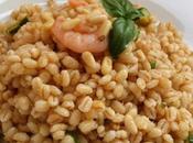 Insalata d’orzo zenzero, zucchine gamberetti alla paprica dolce.