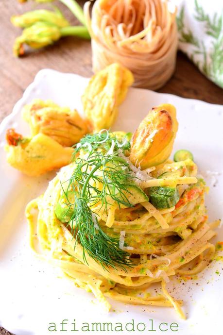 ettuccine alla crema di fiori di zucca