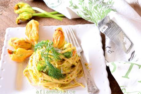 fettuccine alla crema di fiori di zucca