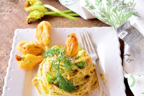 fettuccine alla crema di fiori di zucca