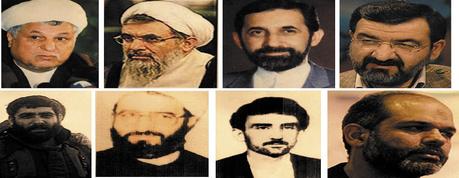 I responsabili dell'attacco ad AMIA. Dall'alto a sinistra: Akbar Hashemi Rafsanjani, Ali Fallahian, Ali Akbar Velayati, Moshe Rezai, Imad Fayez Moughnieh, Moshen Rabbani, Ahmad Reza Ashgari e Ahamad Vahidi 