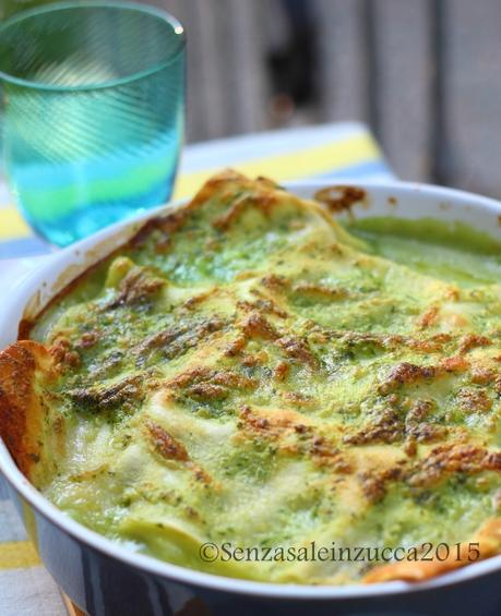 La mia lasagna di Kamut ai frutti di mare, scampi e pesto di prezzemolo