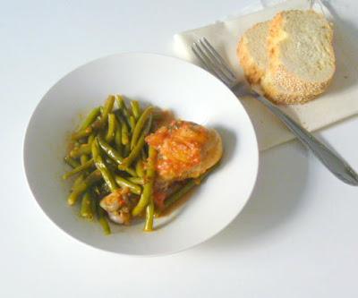 pollo con i fagiolini / kotopoulo me fasolakia