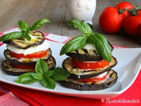 Torrette di melanzane e mozzarella fredde