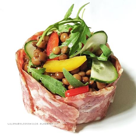 Insalata di lenticchie e salame