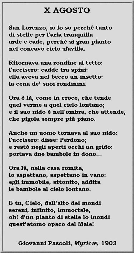 X agosto, Giovanni Pascoli