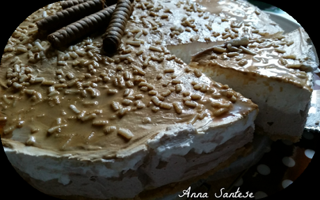 Cheesecake bicolor con latte condensato, cream caramel e senza colla di pesce