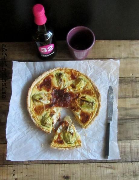 quiche con fiori di zucca farciti