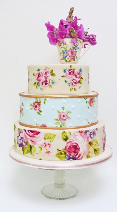 Tea party wedding cake