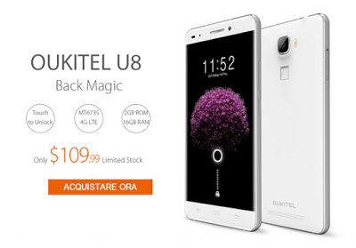 CODICE COUPON: Oukitel Festival: 4 prodotti a un superprezzo (Oukitel U8, U10, U2, Smartwatch Oukitel A28)