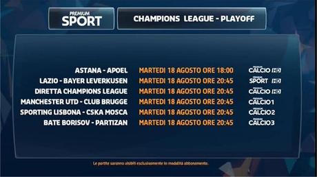 Premium Mediaset, Champions Playoff Andata - Programma e Telecronisti