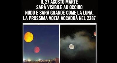 La bufala di Marte grande come la Luna il 27 agosto