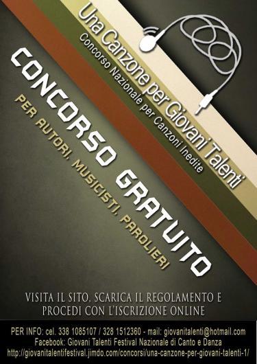 Concorso nazionale gratuito  Una canzone per Giovani talenti